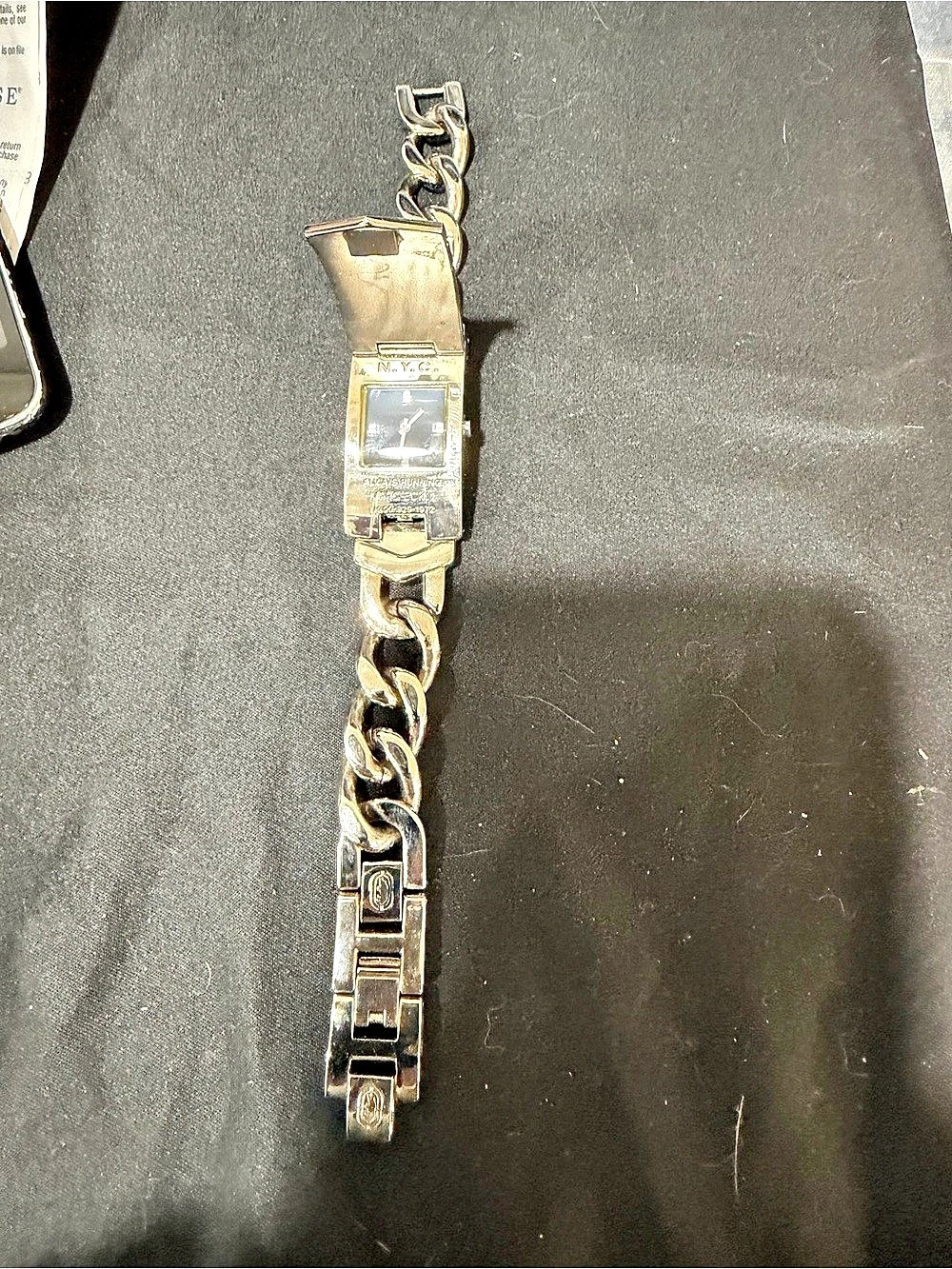 Marc Ecko ID Chain Link Flip-Up Watch Silver & Black